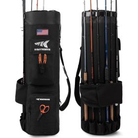 Karryall Fishing Rod Bag,81L Large Storage Water-resistant Rod Case Holds 6 Rods & Reels,Foldable Fishing Bag Accommodate