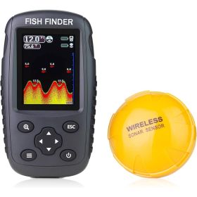 Portable Rechargeable Fish Finder Wireless Sonar Sensor Fishfinder Depth Locator with Fish Size, Water Temperature