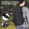 Cylindrical Fishing Tackle Backpack Large Capacity Polyester Fishing Rod Reel Bags Multifunctional Waterproof Fishing Gear Bag