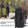 Cylindrical Fishing Tackle Backpack Large Capacity Polyester Fishing Rod Reel Bags Multifunctional Waterproof Fishing Gear Bag