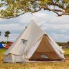 Mongolian Tent, Glamping Tent with Cool Ventilation Mosquito Net Doors & Windows for Family Camping Party