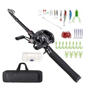 Portable Telescopic Fishing Rod Set for Outdoor (Color: Black)