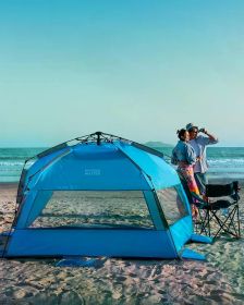 Pop Up Beach Tent for 4 Person - Easy Setup and Portable Beach Shade Sun Shelter Canopy with UPF 50+ UV Protection Family TENT (Color: X-Large blue)