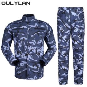 Oulylan Combat Uniform Camo Tactical Suit Men Special Forces Coat Pant Fishing Camouflage Militar Hunting Clothes (Color: ocean)