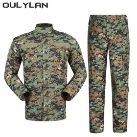 Oulylan Combat Uniform Camo Tactical Suit Men Special Forces Coat Pant Fishing Camouflage Militar Hunting Clothes (Color: green Digital)