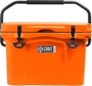 Camping Cooler Portable Rotomolded Insulated Cooler, Cold Retention for Travel, Beach, Camping, Fishing Camping Cooler (Color: Zesty Orange 25qt)