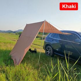 Outdoor Camping Car Awning Shade Sail Car Tail/Side Tent Canopy Sunscreen 210D Oxford Cloth PU2000 Waterproof Sunshade (Color: Khaki)