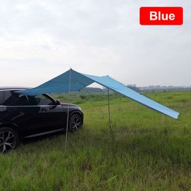 Outdoor Camping Car Awning Shade Sail Car Tail/Side Tent Canopy Sunscreen 210D Oxford Cloth PU2000 Waterproof Sunshade (Color: Blue)