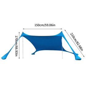 Family Beach Sunshade 1.7M*2.1M Large Area Lightweight Sun Shade Tent With Sandbag UPF50+ UV Large Portable Beach Canopy (Color: Blue)