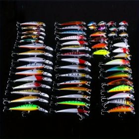 56pcs Premium Minnow Fishing Lures Kit - Hard Bait Plastic Tackle Crank Baits for Freshwater and Saltwater Fishing - Lifelike Design for Increased Cat (Color: polychrome)